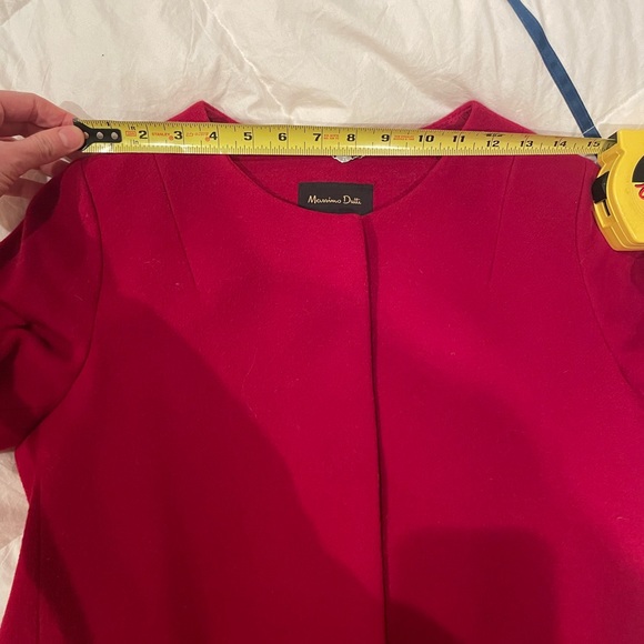 Massimo Dutti red crewneck wool coat in red - Picture 11 of 11
